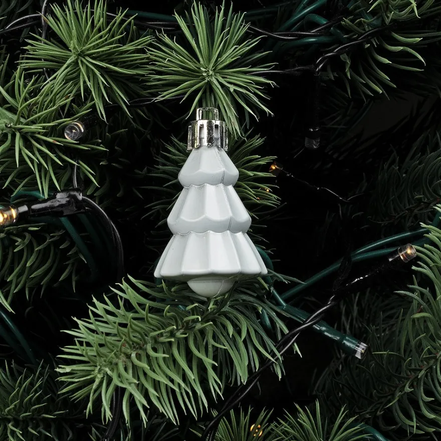 Baumschmuck, Vielfalt 1, versch. Designs & Größen, teilweise zum Aufhängen, weiß, 14 Stück