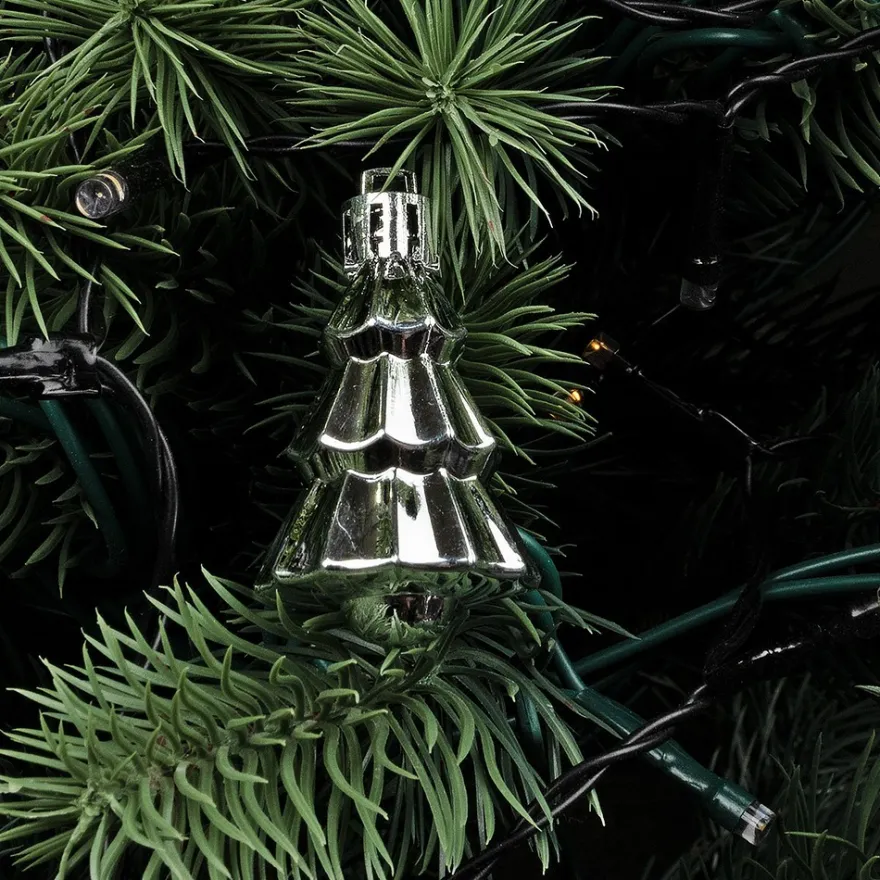 Baumschmuck, Vielfalt 1, versch. Designs & Größen, teilweise zum Aufhängen, silber, 14 Stück