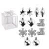 Baumschmuck, Vielfalt 2, versch. Designs & Größen, teilweise zum Aufhängen, silber, 12 Stück
