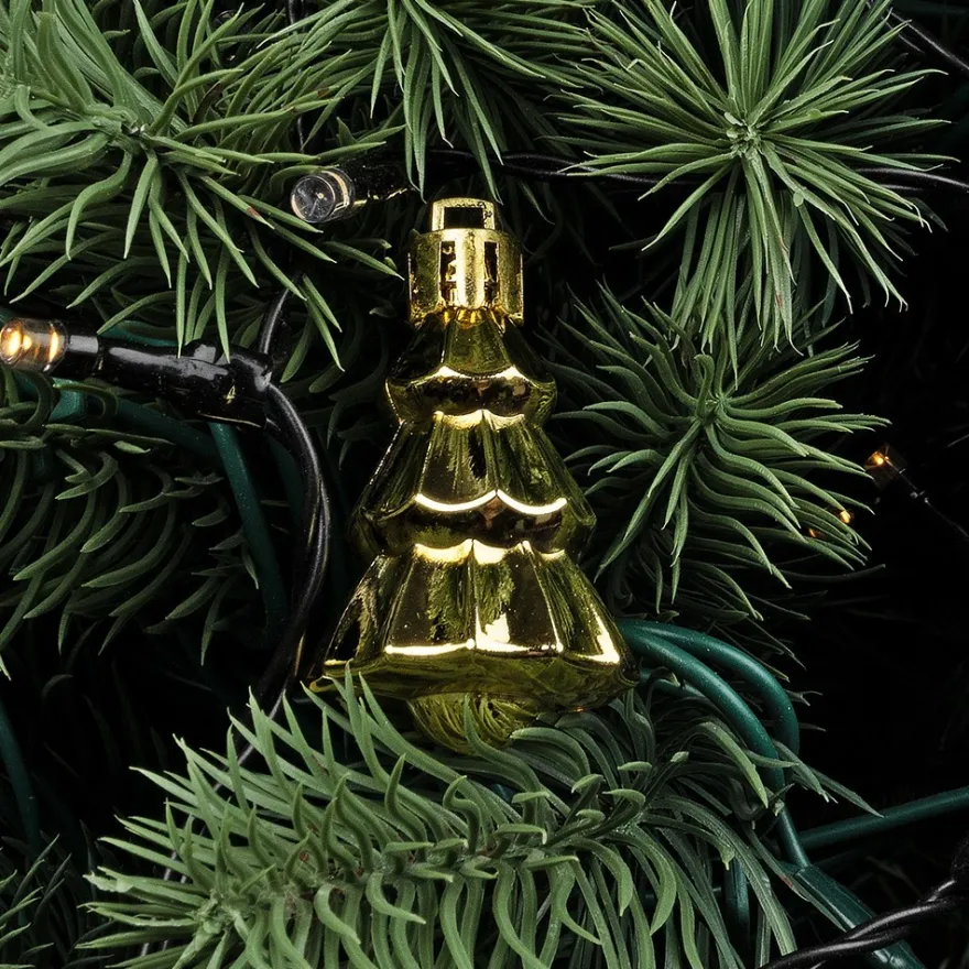 Baumschmuck, Vielfalt 1, versch. Designs & Größen, teilweise zum Aufhängen, hellgold, 14 Stück