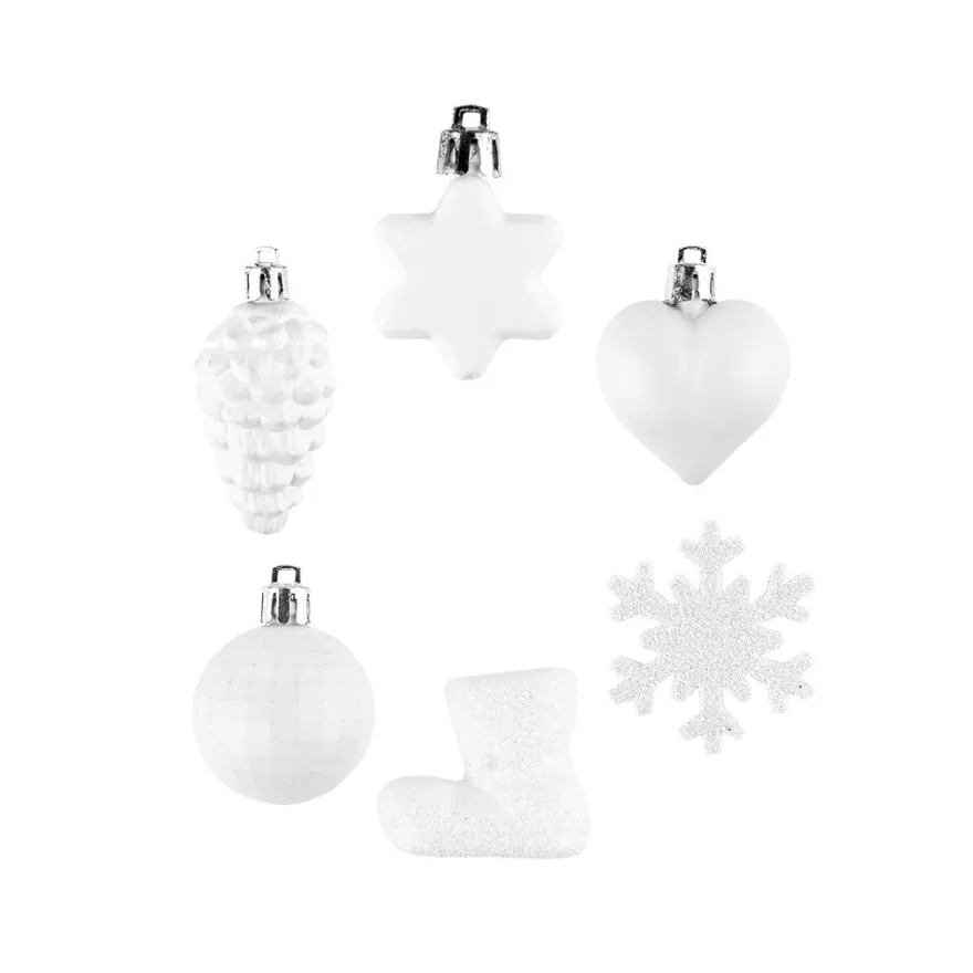 Baumschmuck, Vielfalt 2, versch. Designs & Größen, teilweise zum Aufhängen, weiß, 12 Stück
