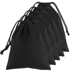 Baumwoll-Zuziehbeutel, 25x30cm, schwarz, 5 Stück