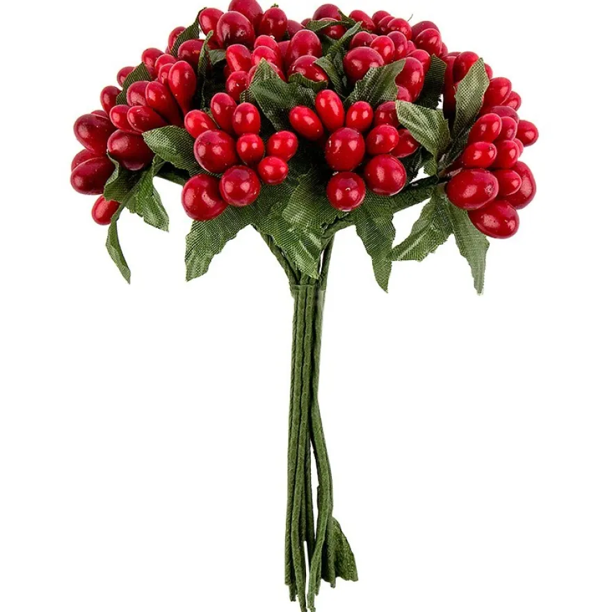 Beerenzweige, 11,5cm, rote Beeren, 12 Stück