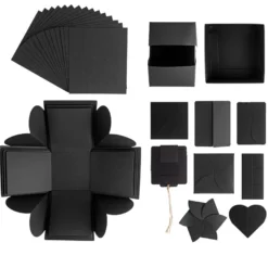 Überraschungsbox, schwarz, 12,5cm x 12,5cm x 12,5cm, 24-teilig