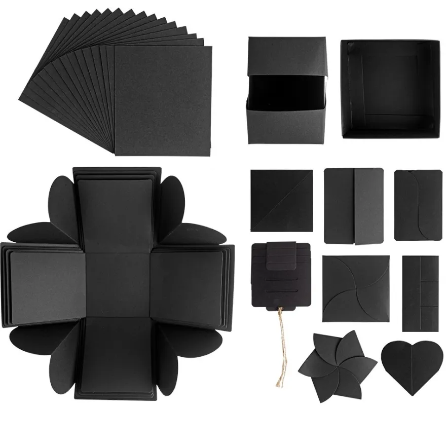 Überraschungsbox, schwarz, 12,5cm x 12,5cm x 12,5cm, 24-teilig