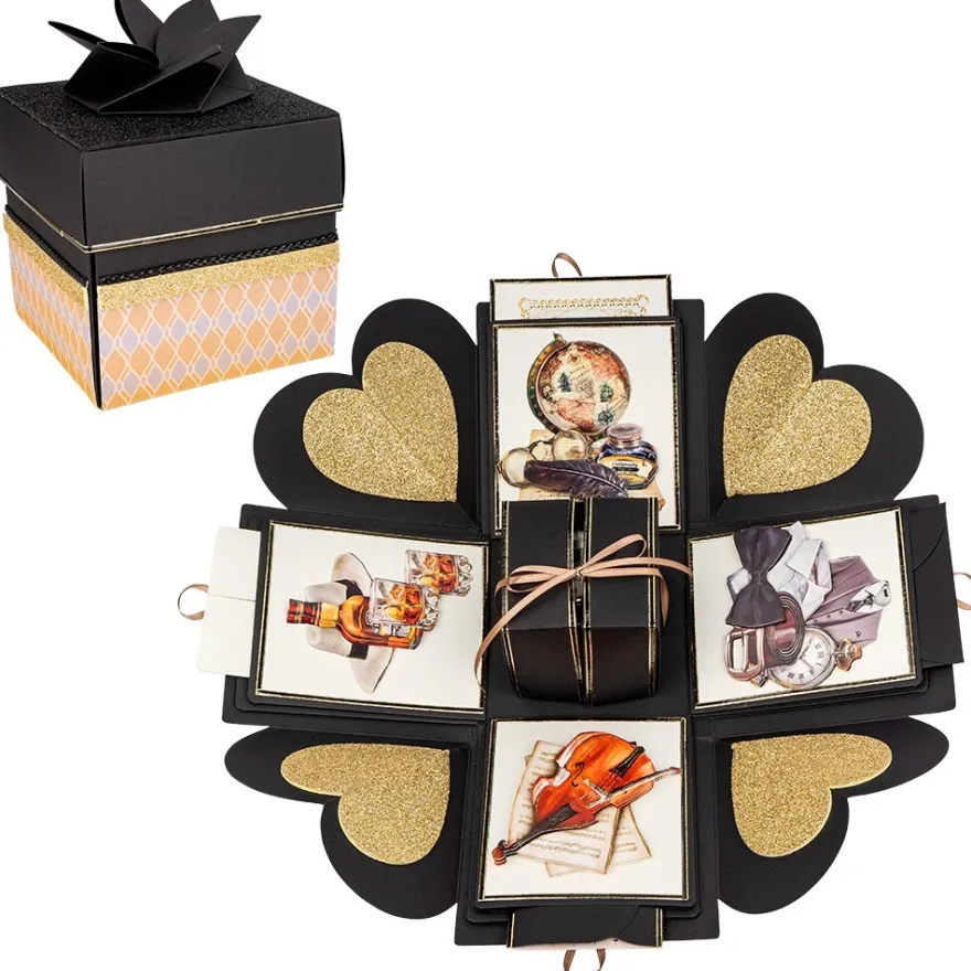 Überraschungsbox, schwarz, 12,5cm x 12,5cm x 12,5cm, 24-teilig