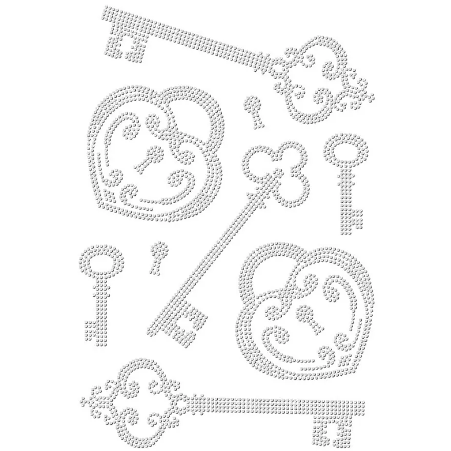 Bügelstrass-Design, DIN A4, einfarbig, klar, Schlüssel