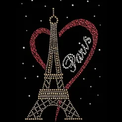 Bügelstrass-Design, DIN A4, mehrfarbig, I love Paris