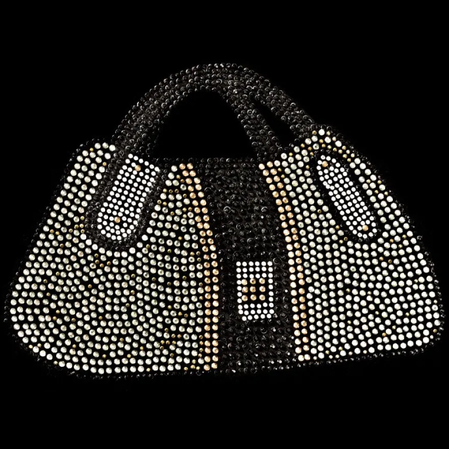 Bügelstrass-Design, DIN A4, mehrfarbig, Handtasche