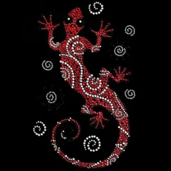Bügelstrass-Design, DIN A4, mehrfarbig, Gecko 4, rot
