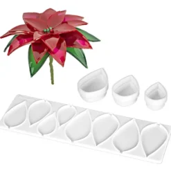Biege- & Gießformen für Weihnachtssternblüten, für 3 verschiedene Blütenblätter, 4-teilig