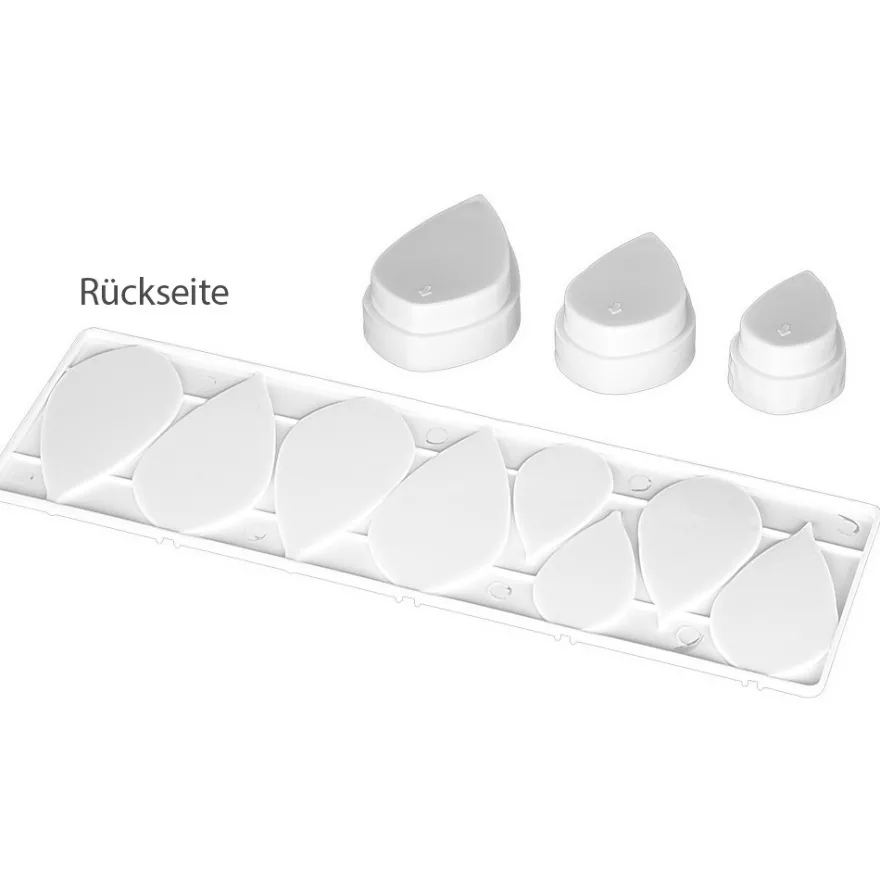 Biege- & Gießformen für Weihnachtssternblüten, für 3 verschiedene Blütenblätter, 4-teilig