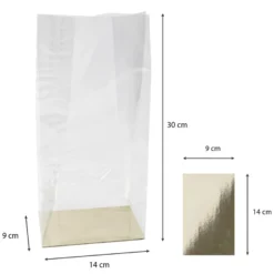 Blockbodenbeutel, 14cm x 9cm, 30cm hoch, mit Einlegeboden, 30 Stück