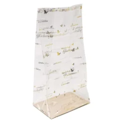 Blockbodenbeutel, Gratulation, 12cm x 8cm, 25cm hoch, mit Goldfoliendruck, 30 Stück