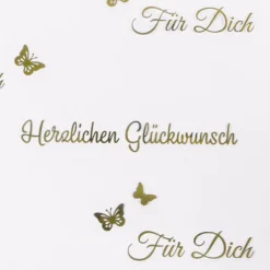 Blockbodenbeutel, Herzlichen Glückwunsch, 16cm x 10cm, 35,5cm hoch, mit Goldfoliendruck, 30 Stück