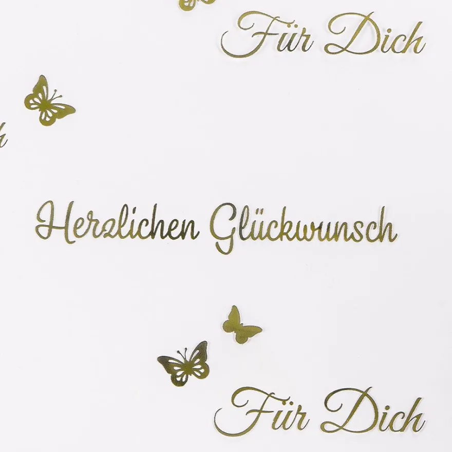 Blockbodenbeutel, Herzlichen Glückwunsch, 16cm x 10cm, 35,5cm hoch, mit Goldfoliendruck, 30 Stück