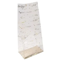 Blockbodenbeutel, Liebe Grüße, 16cm x 10cm, 35,5cm hoch, mit Goldfoliendruck, 30 Stück