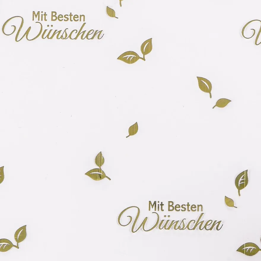 Blockbodenbeutel, Mit besten Wünschen, 16cm x 10cm, 35,5cm hoch, mit Goldfoliendruck, 30 Stück
