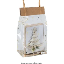 Blockbodenbeutel, Sterne, 12cm x 8cm, 25cm hoch, goldener Foliendruck & Einlegeboden, 30 Stück