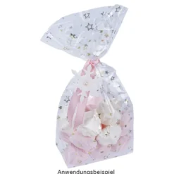 Blockbodenbeutel, Sterne, 10cm x 6cm, 25cm hoch, mit Einlegeboden, 30 Stück