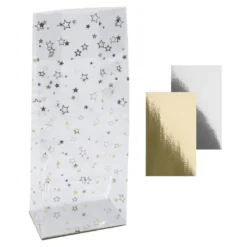 Blockbodenbeutel, Sterne, 10cm x 6cm, 25cm hoch, mit Einlegeboden, 30 Stück