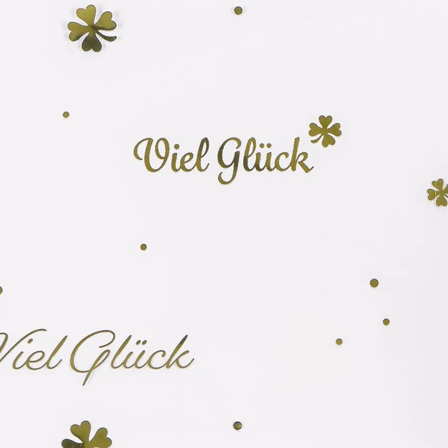 Blockbodenbeutel, Viel Glück, 14cm x 9cm, 30cm hoch, mit Goldfoliendruck, 30 Stück