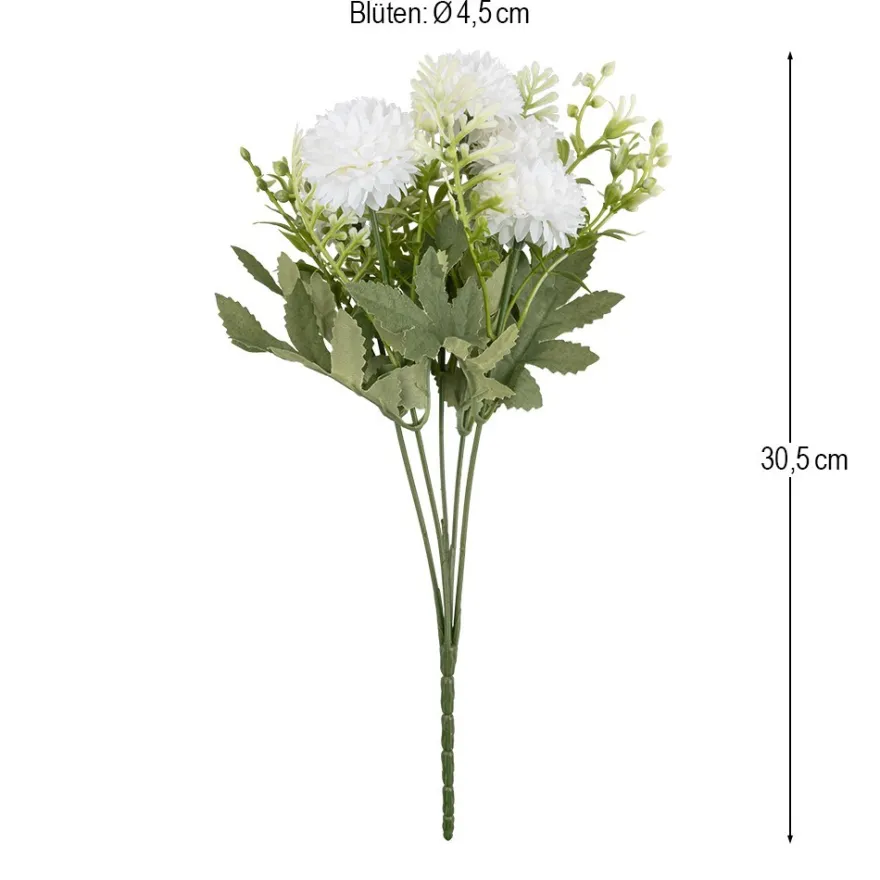 Blütenbusch, Dahlie in Weiß 2, 30,5cm lang, 5 Blüten, je Ø 4,5cm