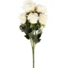 Blütenbusch, Elegante Rosen, 39cm lang, 9 große Blüten, Ø 7cm, weiß
