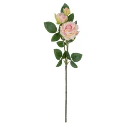 Blütenbusch, mit 3 Rosen, 38cm lang, 3 roséfarbene Blüten in versch. Größen