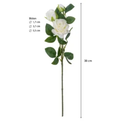 Blütenbusch, mit 3 Rosen, 38cm lang, 3 weiße Blüten in versch. Größen