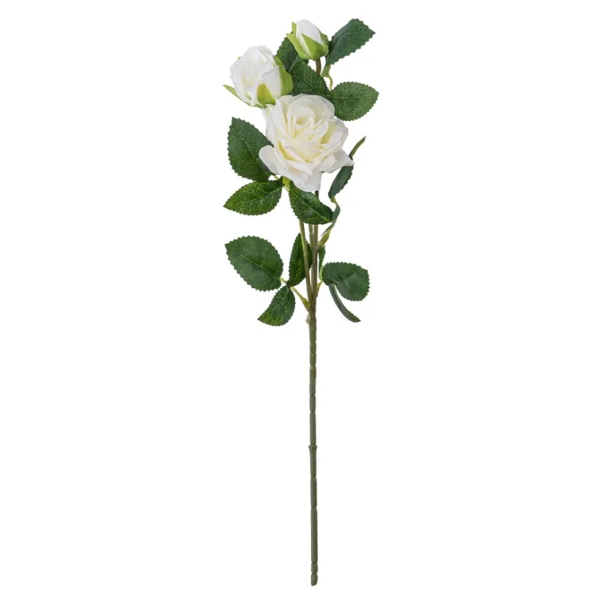 Blütenbusch, mit 3 Rosen, 38cm lang, 3 weiße Blüten in versch. Größen