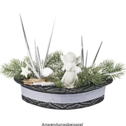 Blumengefäß mit Steckmoos, ellipsenförmig, anthrazit, 24,5cm x 13,1cm