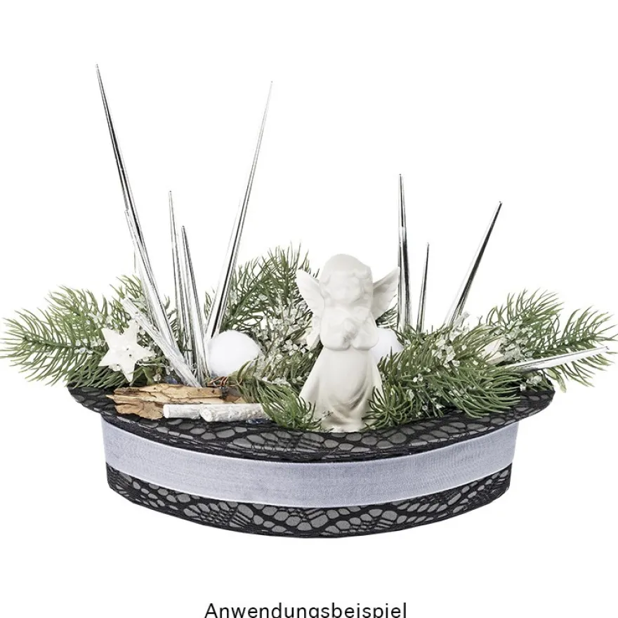 Blumengefäß mit Steckmoos, ellipsenförmig, anthrazit, 24,5cm x 13,1cm