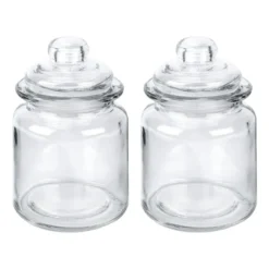 Bonbonieren, rund, mit Glasdeckel, Ø 8cm, 12,6cm hoch, Füllmenge: 280ml, 2 Stück