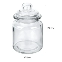 Bonbonieren, rund, mit Glasdeckel, Ø 8cm, 12,6cm hoch, Füllmenge: 280ml, 2 Stück