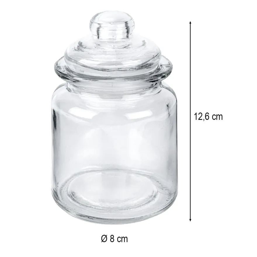 Bonbonieren, rund, mit Glasdeckel, Ø 8cm, 12,6cm hoch, Füllmenge: 280ml, 2 Stück