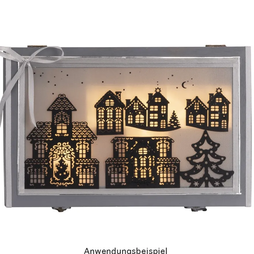 Box aus Holz, mit Sichtfenster und 24 Fächern, 30 cm x 20cm x 5,5cm