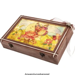 Box aus Holz, mit Sichtfenster und 24 Fächern, 30 cm x 20cm x 5,5cm