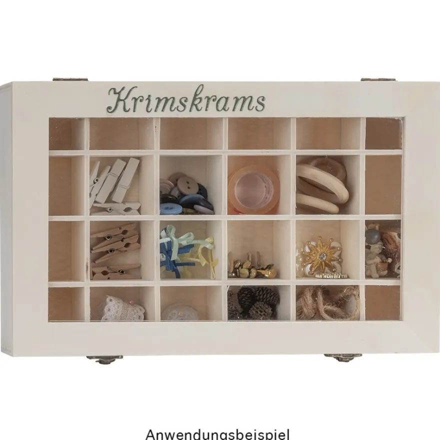 Box aus Holz, mit Sichtfenster und 24 Fächern, 30 cm x 20cm x 5,5cm