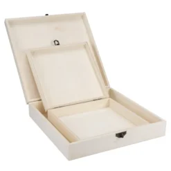 Boxen aus Holz, mit Vertiefung im Deckel, 2 Größen, 2 Stück