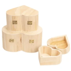 Boxen, Holz, Herzen, verschiedene Größen, 3 Stück
