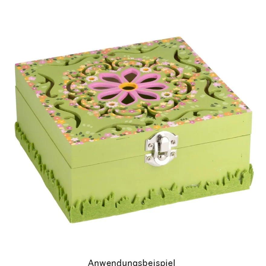 Boxen, Holz, quadratisch, mit Laser-Ornamentik, verschiedene Größen, 3 Stück