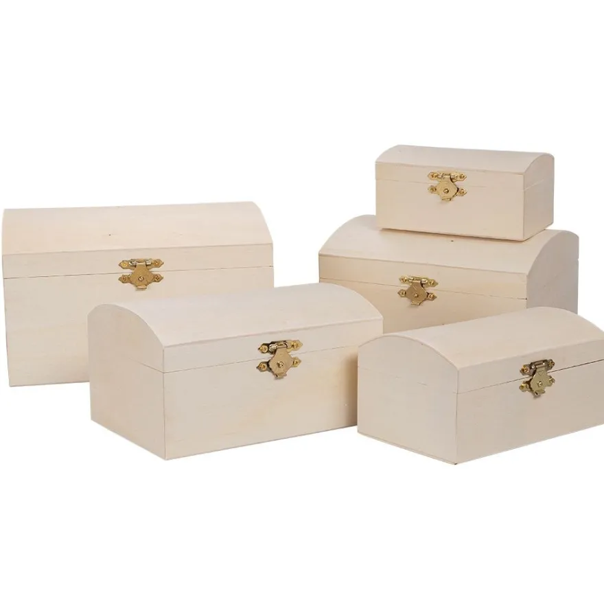 Boxen, Holz, Truhen, verschiedene Größen, 5 Stück