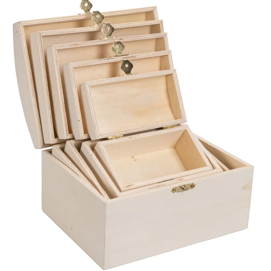 Boxen, Holz, Truhen, verschiedene Größen, 5 Stück