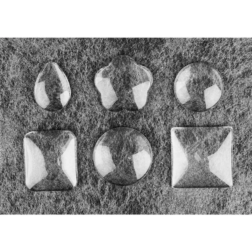 Cabochons, Mix 3, versch. Designs & Größen, klar, 6 Stück