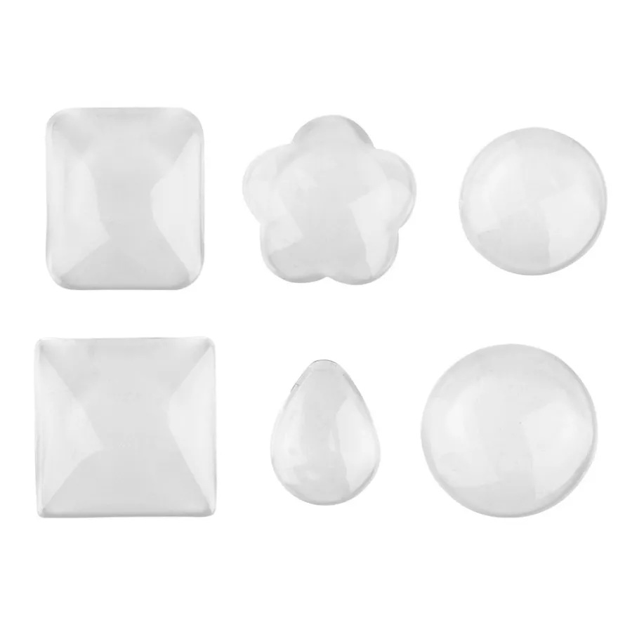 Cabochons, Mix 3, versch. Designs & Größen, klar, 6 Stück