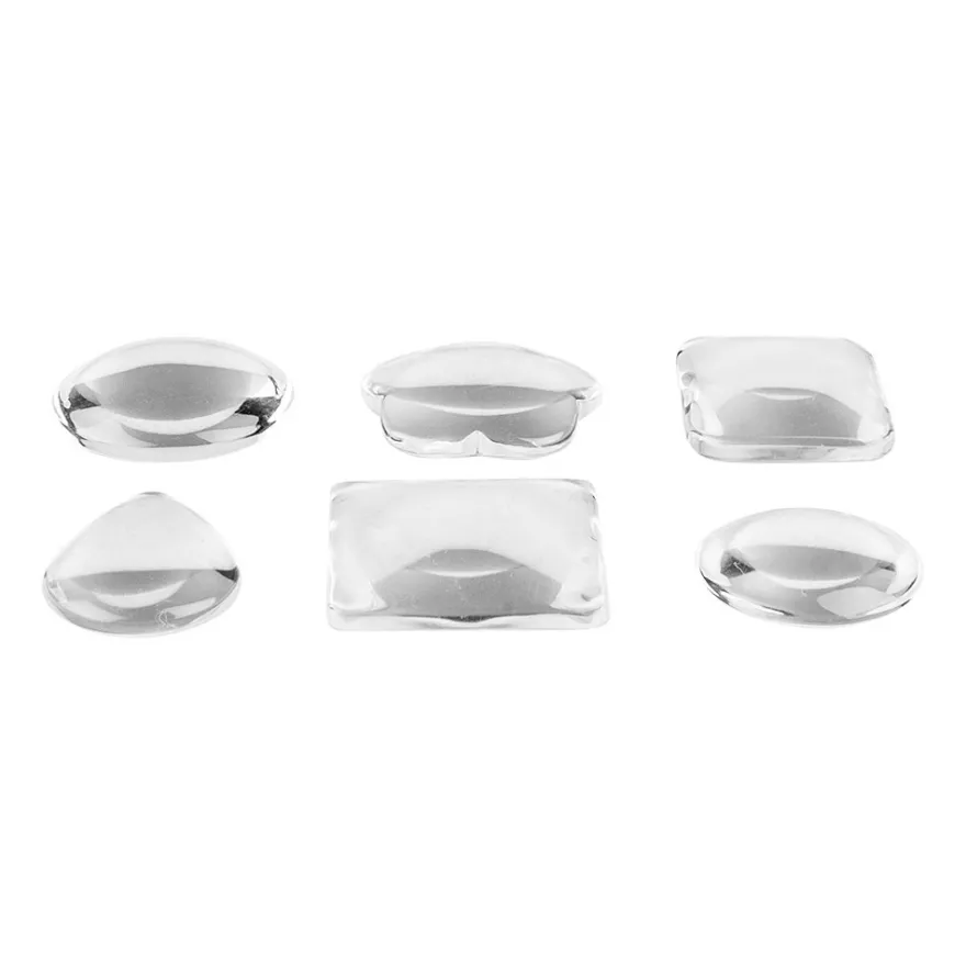 Cabochons, Mix 3, versch. Designs & Größen, klar, 6 Stück