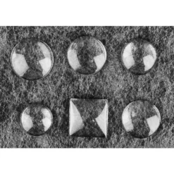 Cabochons, Mix 4, versch. Designs & Größen, klar, 6 Stück