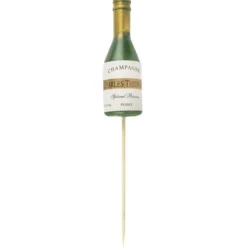 Champagnerflasche, mit Holzstab, Flasche: 9,5cm, 20,5cm (inkl. Holzstab)