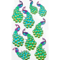Chaton-Relief-Sticker, Pfau, 12,5 x 20,5 cm